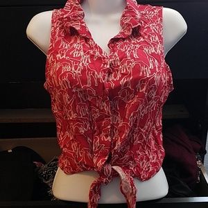 FINAL PRICE 🔥Giraffe print button-up tie top